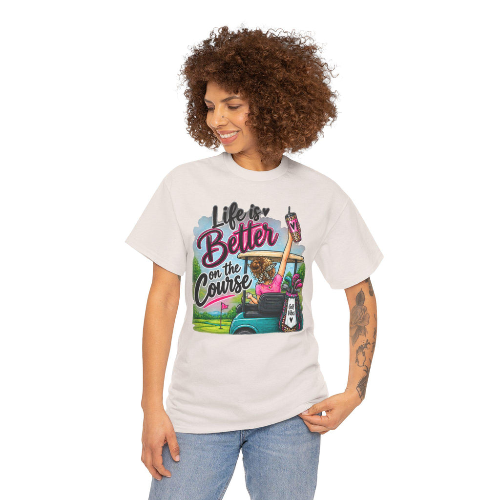 Women's Golf T-Shirt | Retro Cart, Bag, Tee Humor (100% Cotton)