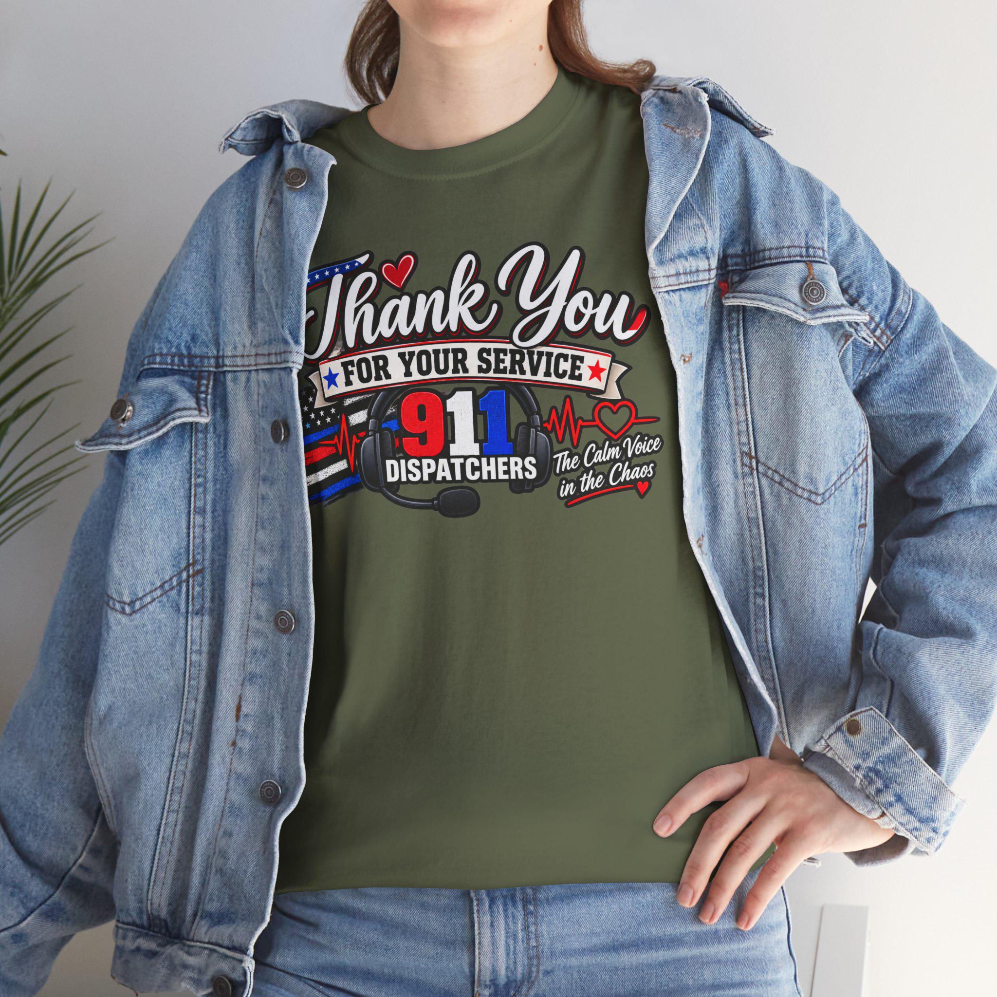 Thank You For Your Service 911 Dispatchers T-Shirt | American Flag Emergency Communicators