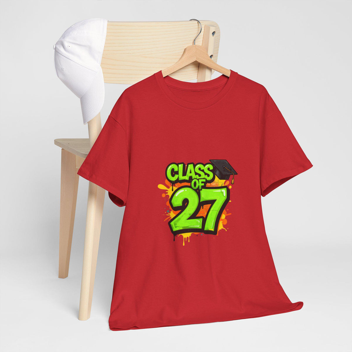 Class of 27 Graduation Tee | Neon Graffiti Grad Cap Design