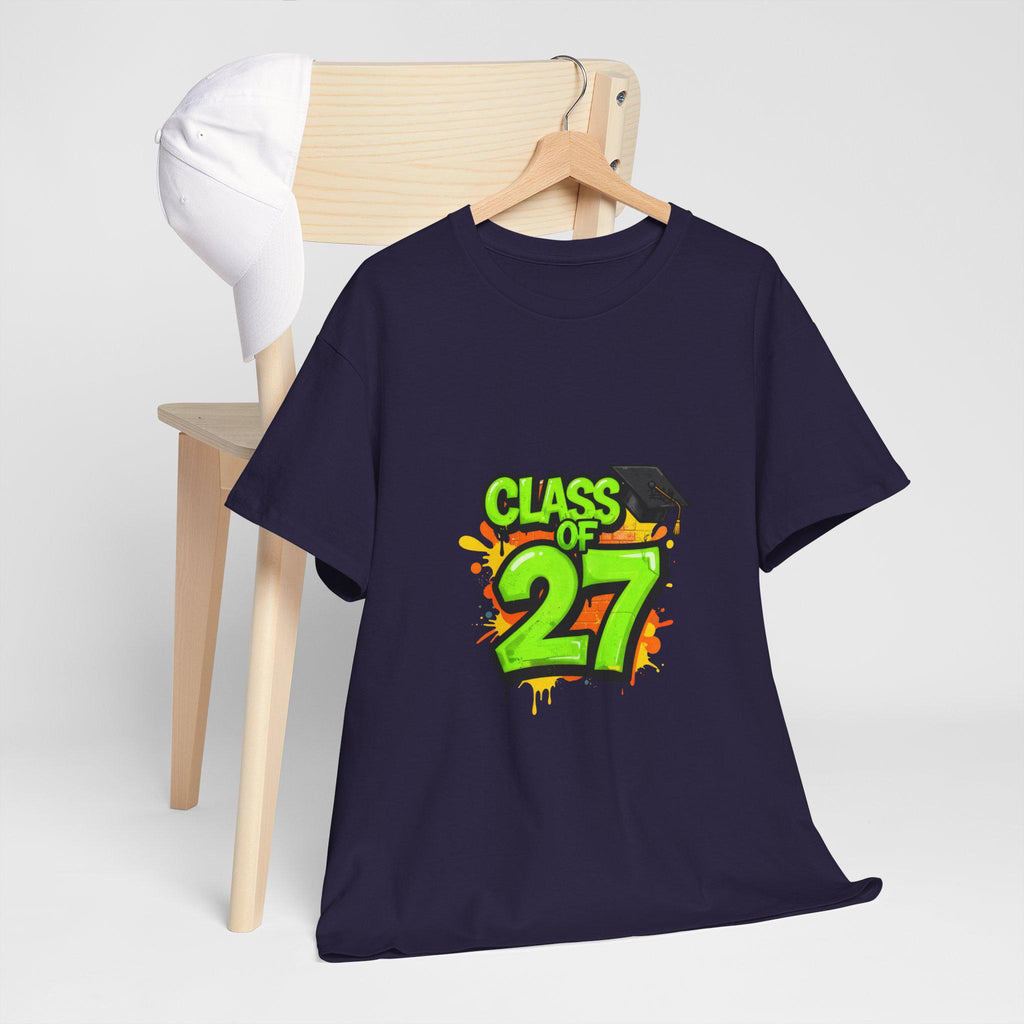 Class of 27 Graduation Tee | Neon Graffiti Grad Cap Design