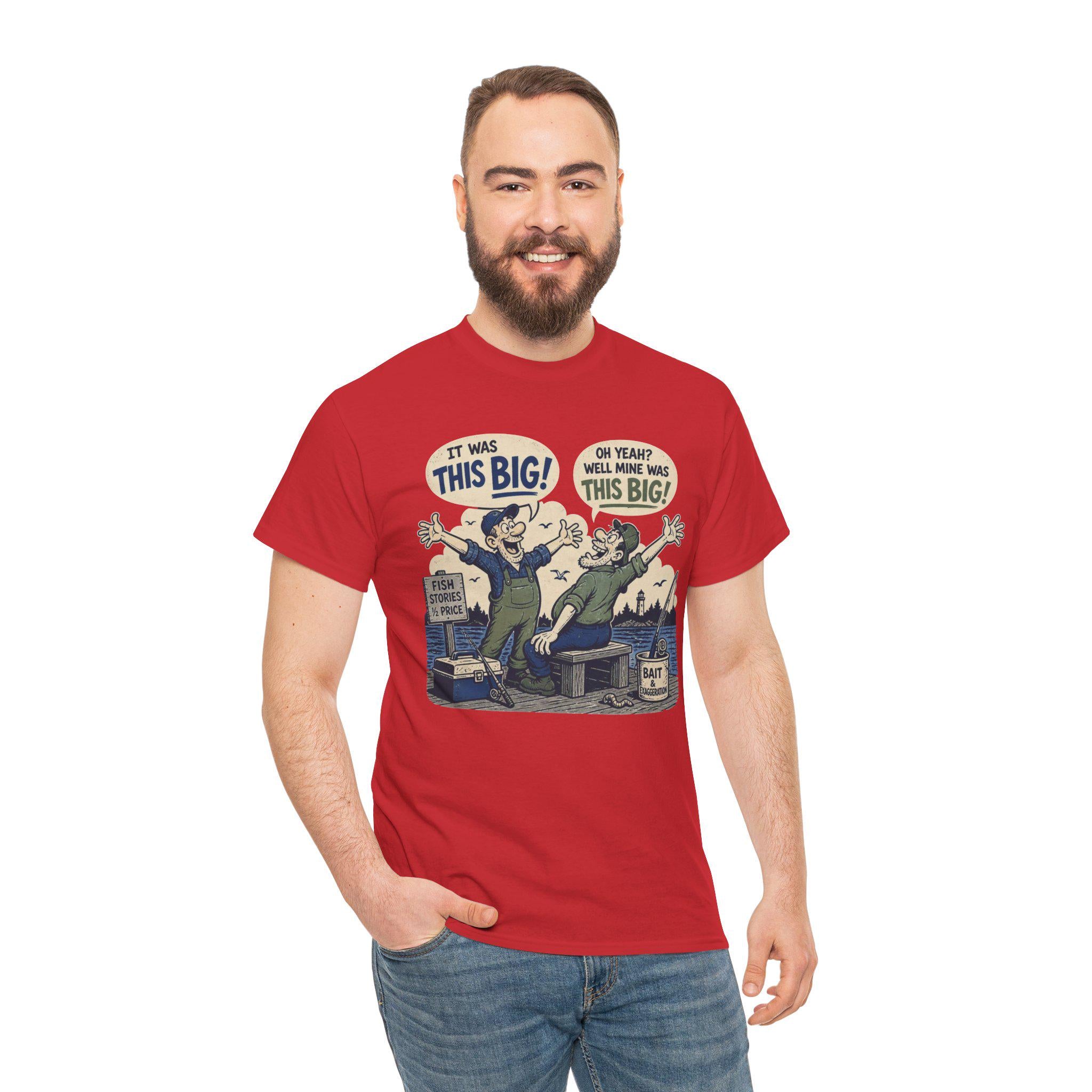 Fishing Tale This Big T-Shirt | Retro Cartoon Fishermen Tee