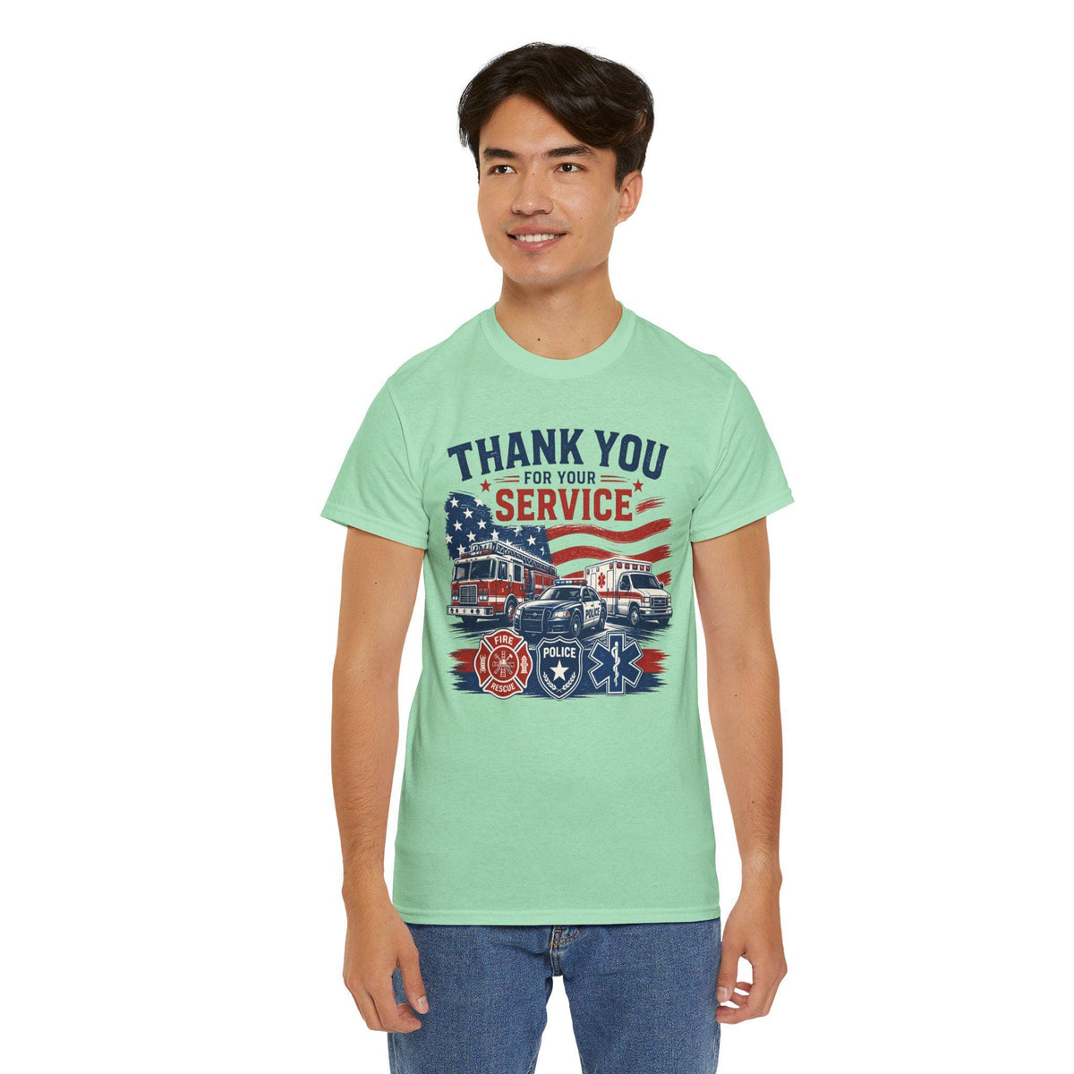 Thank You For Your Service Tee | Firefighter Police EMS American Flag