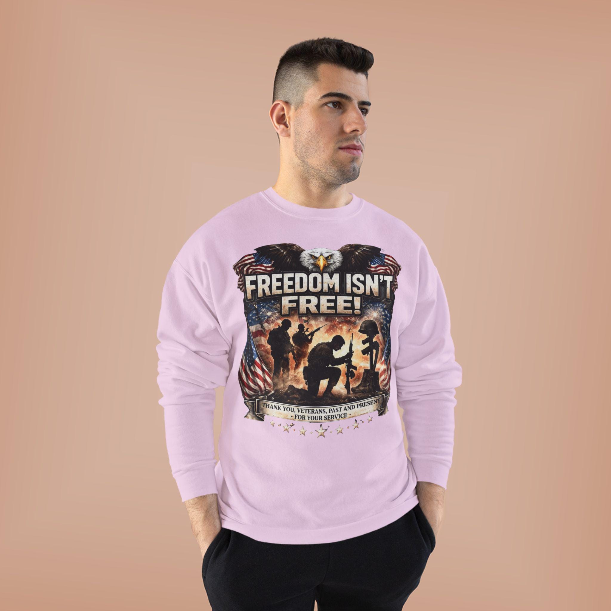Patriotic Eagle Soldier Crewneck | Freedom Isn't Free, American Flag Sweatshirt