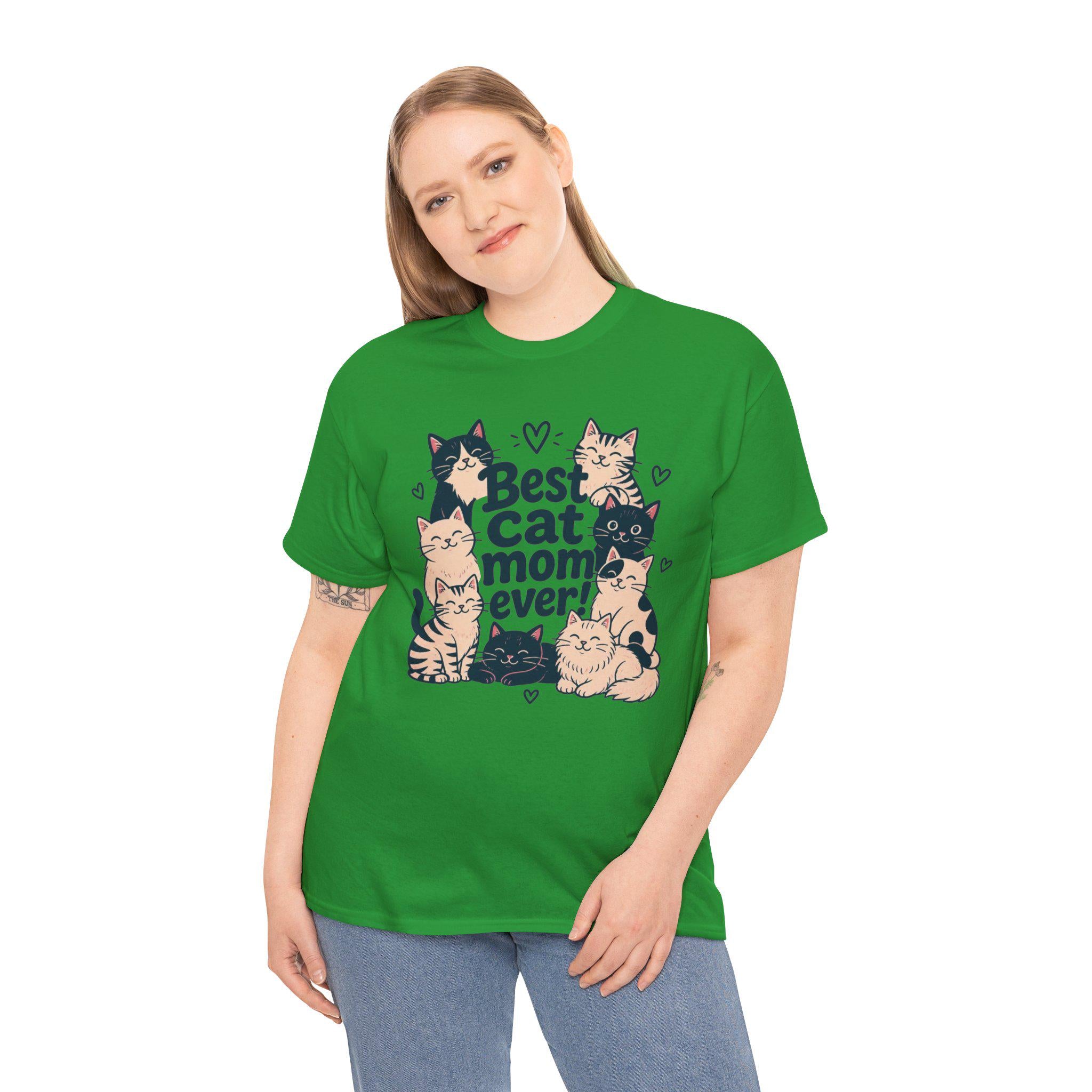 Cat Mom T-Shirt | Kitten Illustration, Cat Lover Tee, 100% Cotton