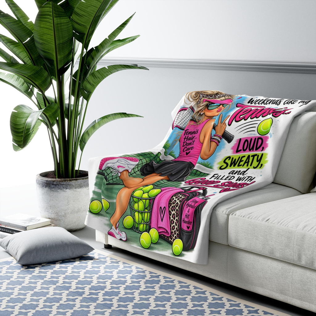 Tennis Girl Illustration Sherpa Fleece Blanket | Loud Sweaty Filled With Good Shoes