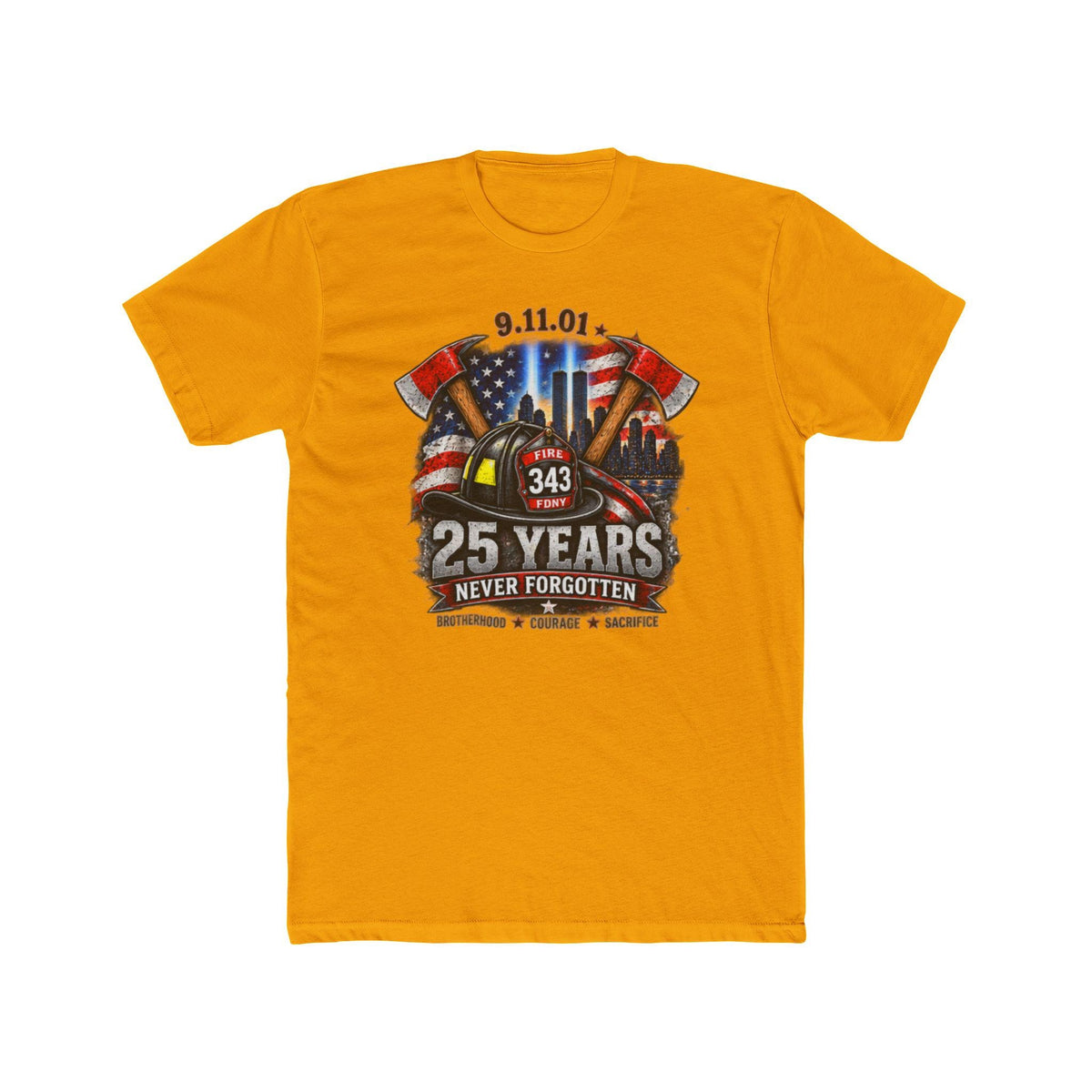 9/11 25 Years Never Forgotten Tee | 9 11 Firefighter Tribute, 343 Helmet Memorial