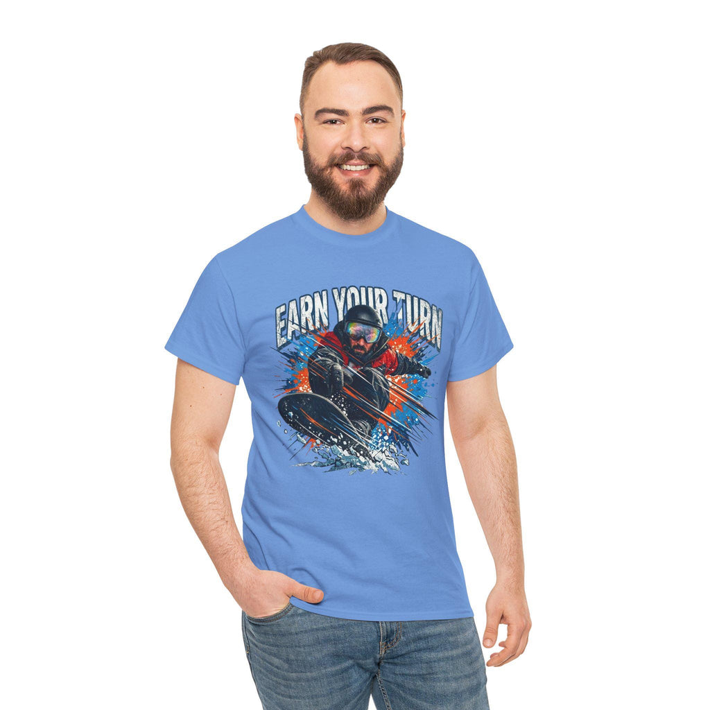 Earn Your Turn Snowboarder graphic tee | Snowboarding shirt, winter sports apparel