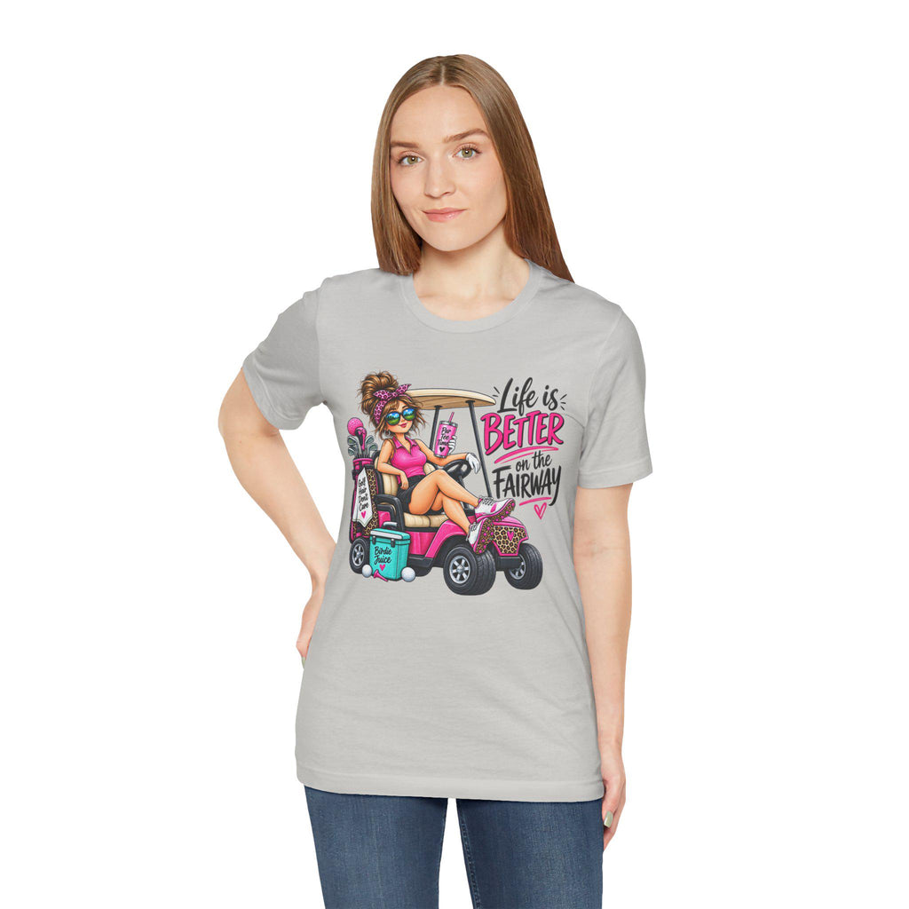 Humorous Woman Golf Cart Graphic Tee | Golf T-Shirt,