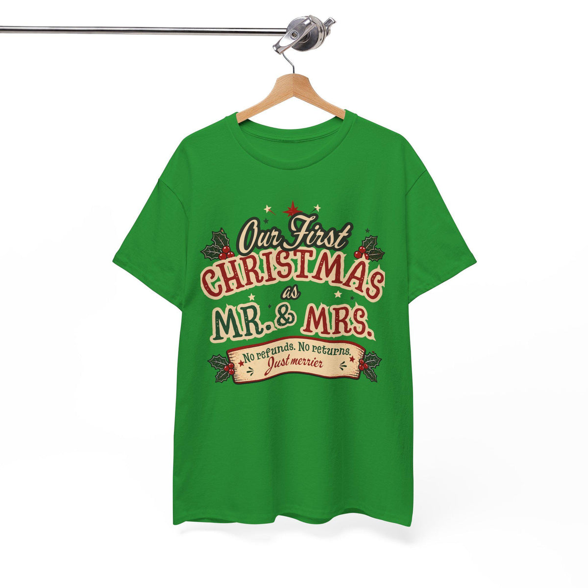 Our First Christmas Mr. & Mrs. T-Shirt | Holiday Couples Tee | Christmas Newlyweds