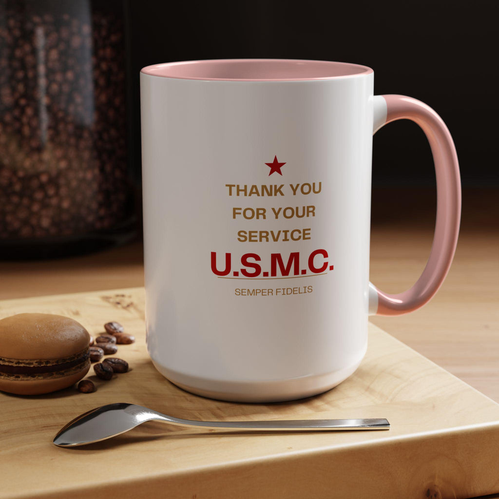 Thank You For Your Service USMC Mug | Accent Coffee Mug Right Hand