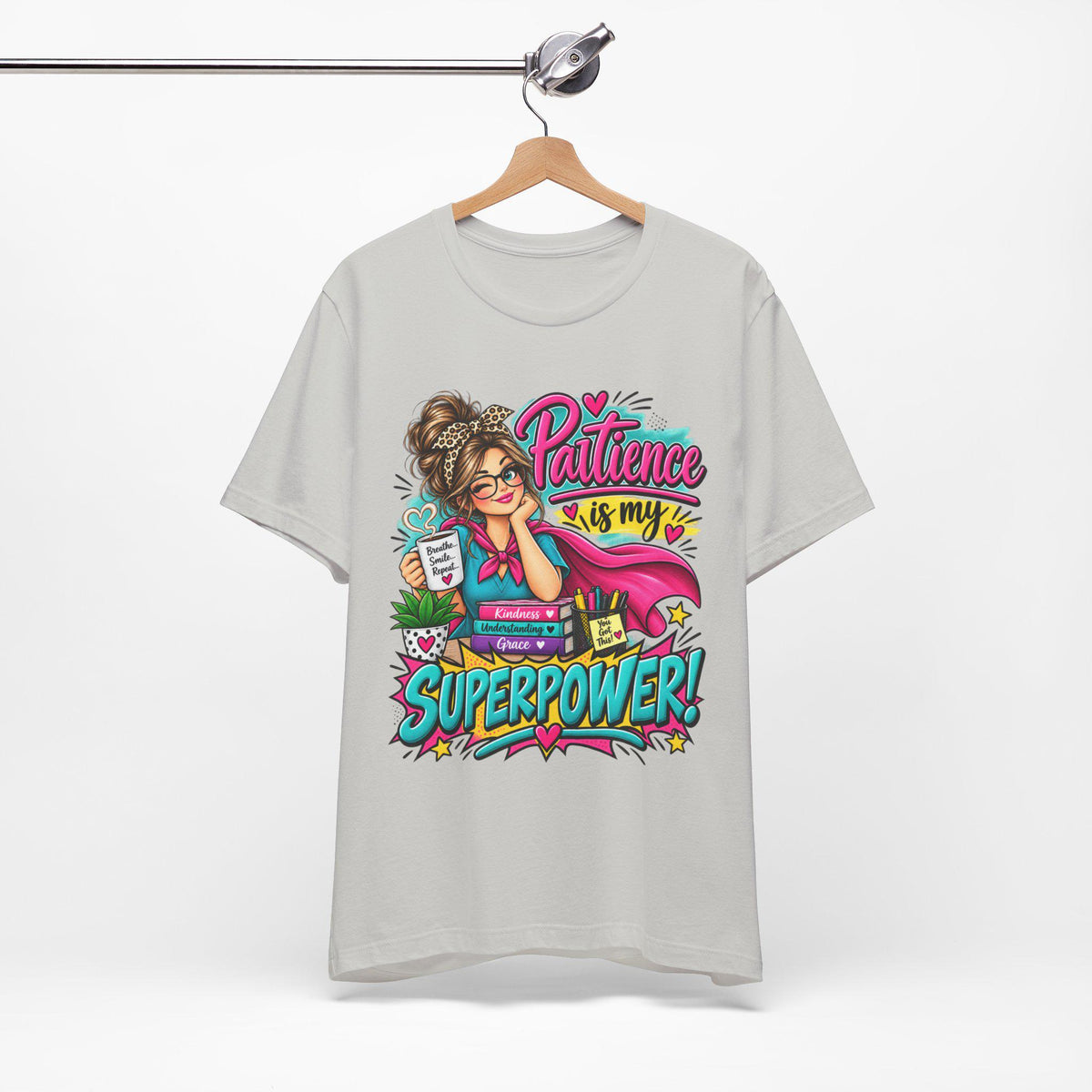 Mom Patience Superpower Graphic Tee | Comic Style Superhero Shirt