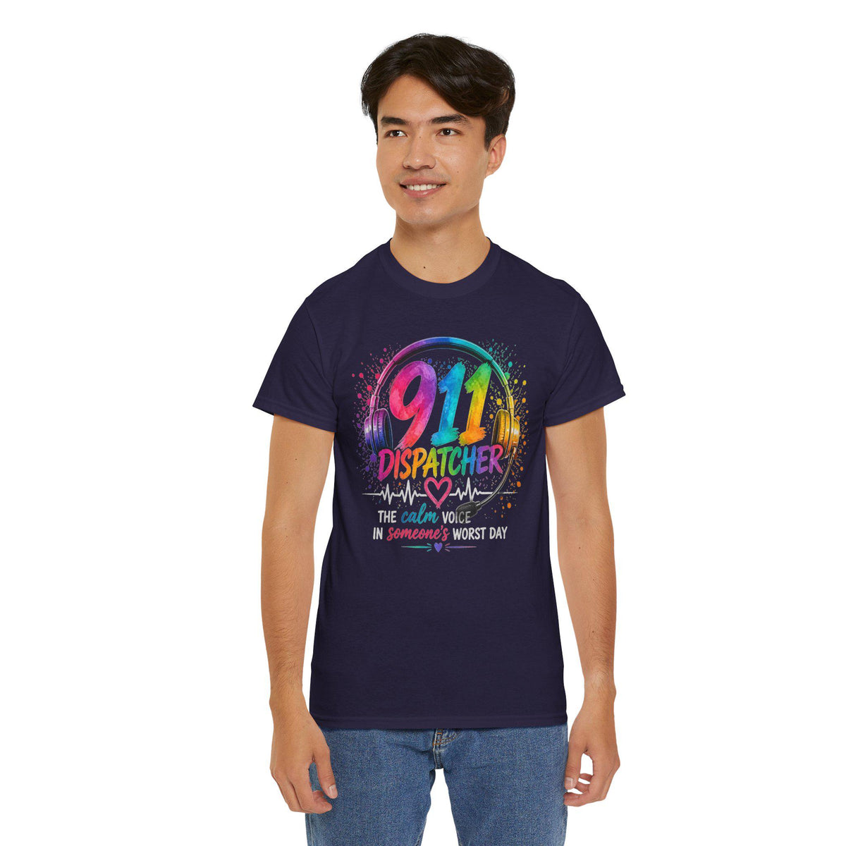 911 Dispatcher Tee | Rainbow Headset, Calm Someone's Worst Day design,first responder