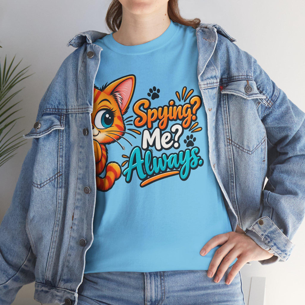 Cat Graphic Tee | Spying Me? Always Cotton T-Shirt