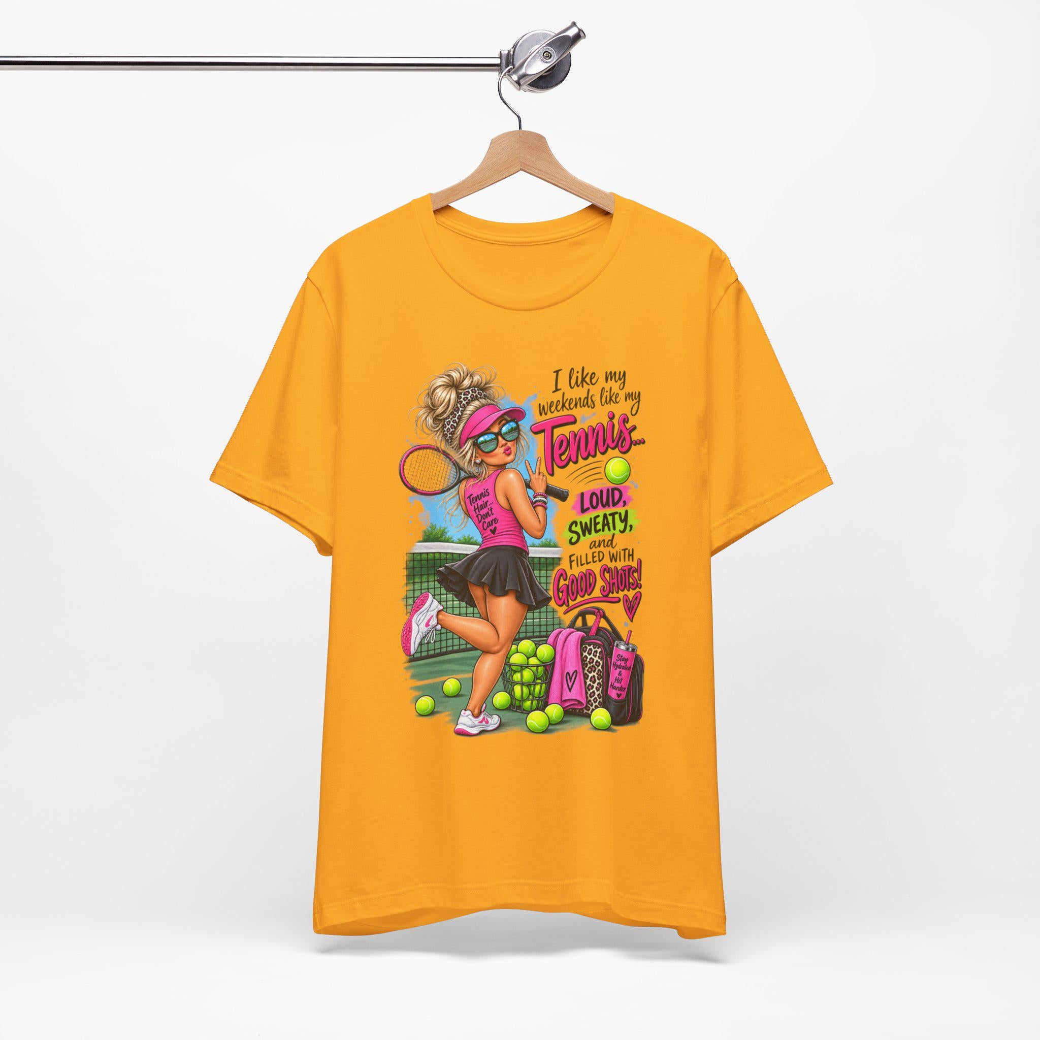 Tennis Player Tee, Good Vibes, Loud, Sweaty, Good Shots (100% Cotton)